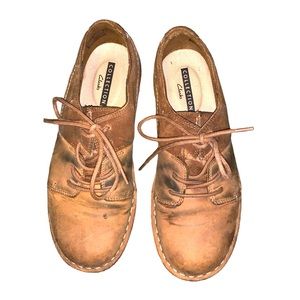 Clarks Collection Womens Us 7.5 Brown Suede Lace-up Oxford Shoes